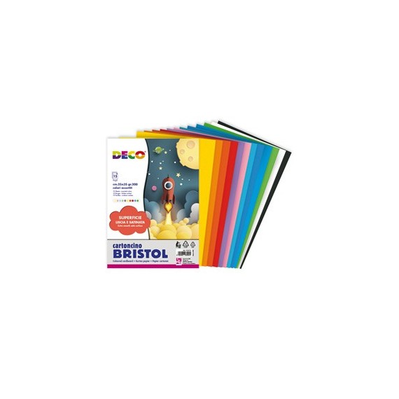 Busta di carta Bristol - 25 x 35 cm - colori assortiti - 15 fogli - Deco