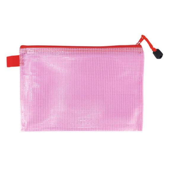 Busta in rete con chiusura  zip Lebez - in PVC colorato trasparente - 33x23 cm - 3014