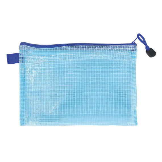 Busta in rete con chiusura  zip Lebez - in PVC colorato trasparente - 33x23 cm - 3014