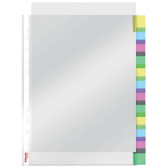 Busta Index a perforazione universale Esselte - 12 tasti colorati - f.to A4 - PPL lucido - 414170
