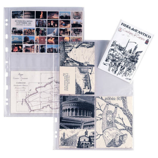 Buste a foratura univ. Sei Rota Atla FT per foto e cartoline 4 spazi 13x18 cm trasparente  conf. 10 buste 662522