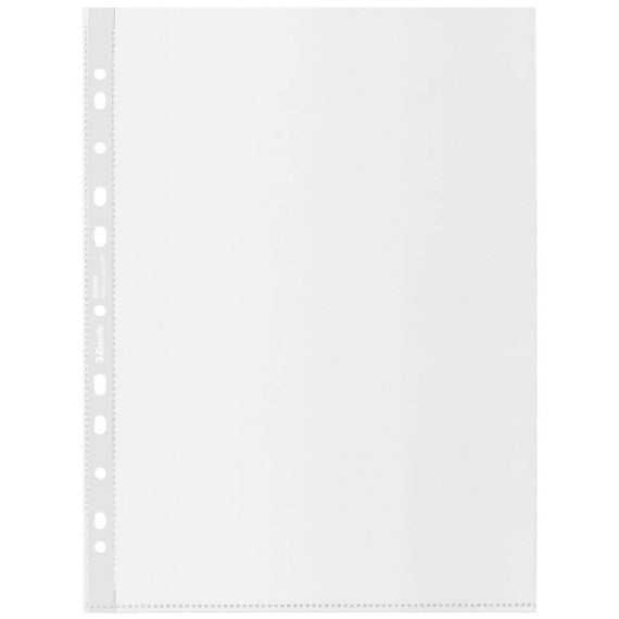 Buste a perforazione universale Esselte De Luxe f.to A4 100% riciclate trasparenti - conf. 50 pezzi - 627501