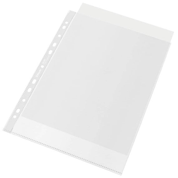 Buste a perforazione universale Esselte De Luxe f.to A4 100% riciclate trasparenti - conf. 50 pezzi - 627501