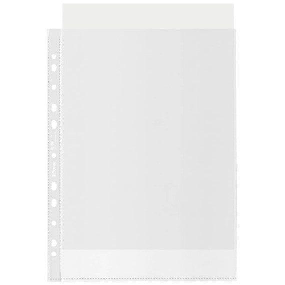 Buste a perforazione universale Esselte De Luxe f.to A4 100% riciclate trasparenti - conf. 50 pezzi - 627501