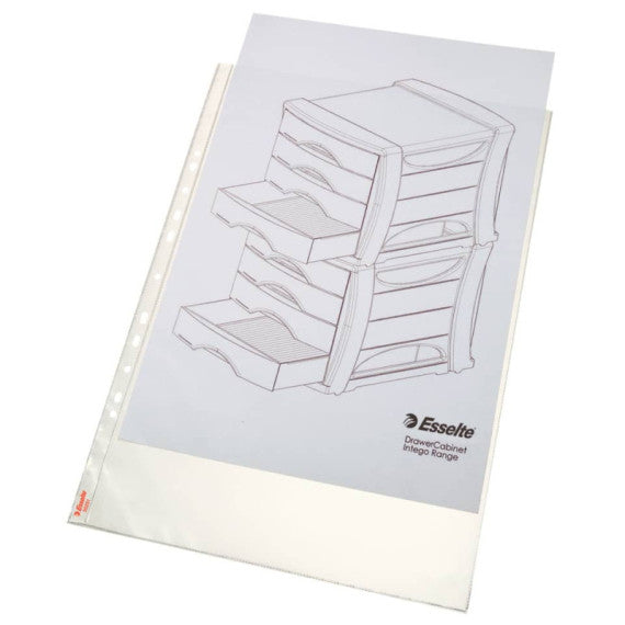 Buste a perforazione universale Esselte DELUXE goffrate antiriflesso trasparente 30x42 cm conf. 50 pezzi - 55231