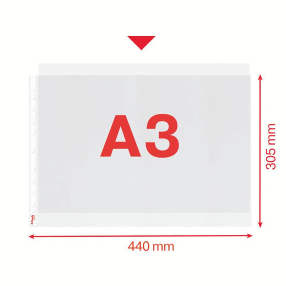Buste a perforazione universale Esselte DELUXE goffrate antiriflesso trasparente 42x30 cm  conf.50 - 55230