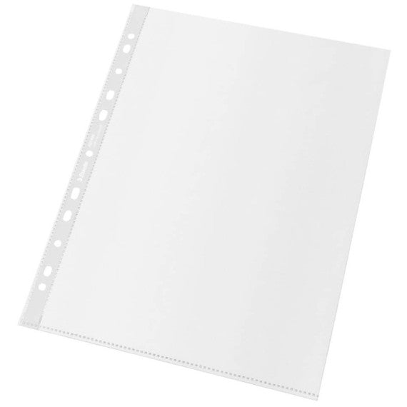 Buste a perforazione universale Esselte Office f.to A4 100% riciclate trasparenti - conf. 100 pezzi - 627493