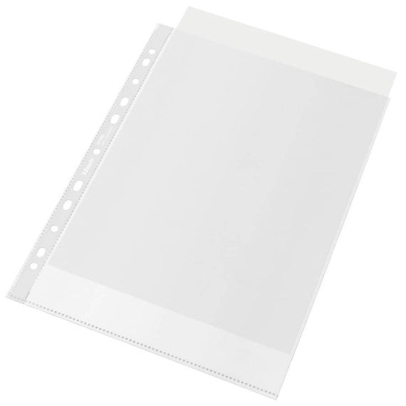 Buste a perforazione universale Esselte Office f.to A4 100% riciclate trasparenti - conf. 100 pezzi - 627493