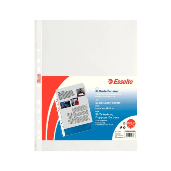 Buste a perforazione universale lisce Esselte Copy Safe 22x30 cm Deluxe alto spessore - conf.50 - 395097500