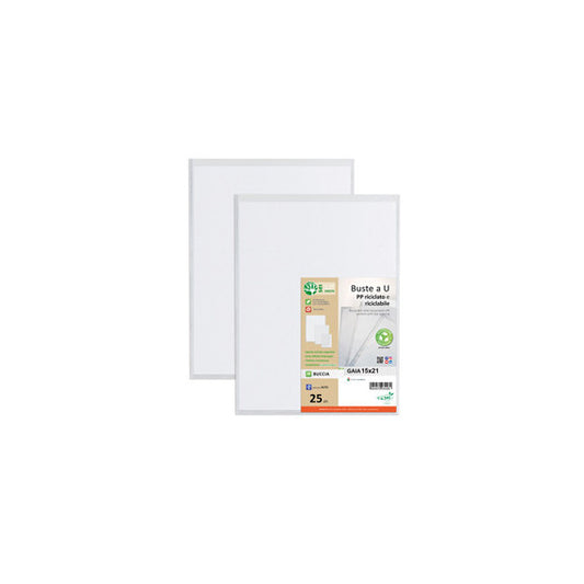 Buste a U Gaia - PP riciclato - buccia - 15 x 21 cm - Sei rota - conf. 25 pezzi