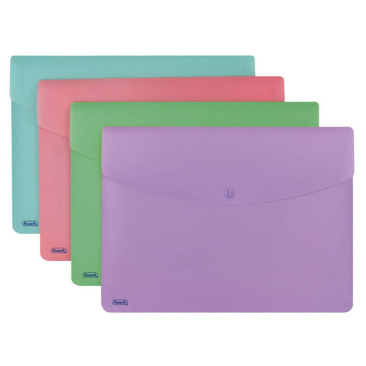 Buste con bottone A4 Favorit Pastel colori assortiti in conf. da 5 400121107