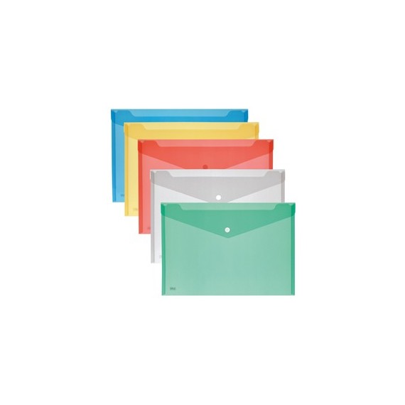 Buste con bottone - PPL - 33,5x23,5 cm - colori assortiti - Lebez - conf. 5 pezzi
