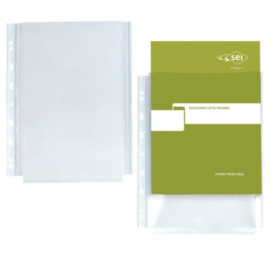 Buste con soffietto in PP Sei Rota Atla GS A4 foratura universale - trasparenti PP - Conf. 10 pz. - 662506