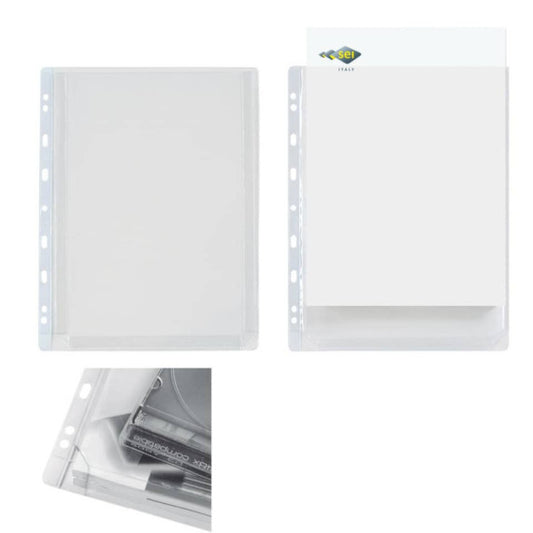 Buste con soffietto in PVC Sei Rota Ercole GS A4 con soffietto - altissima capacità trasparente  10 pz. - 502240