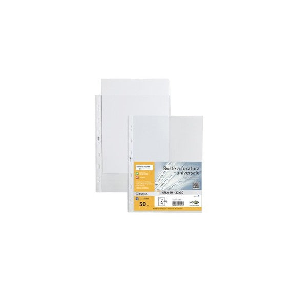 Buste forate Atla - leggera - buccia - 22x30 cm - trasparente - Sei Rota - conf. 50 pezzi