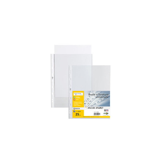 Buste forate Atla - medium - buccia - 21 x 29,7 cm - trasparente - Sei Rota - conf. 25 pezzi