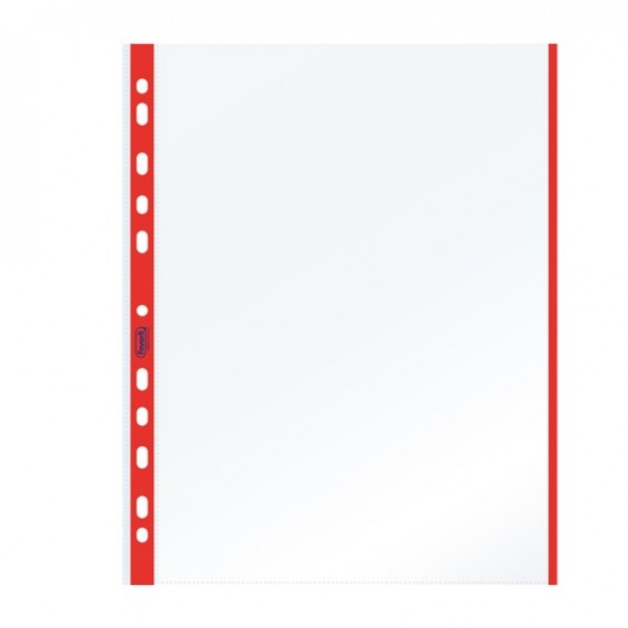 Buste forate con banda colorata - Linear - buccia - 21 x 29,7 cm - rosso - Favorit - conf. 10 pezzi