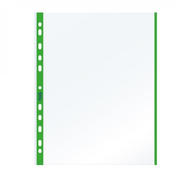 Buste forate con banda colorata - Linear - buccia - 21 x 29,7 cm - verde - Favorit - conf. 10 pezzi