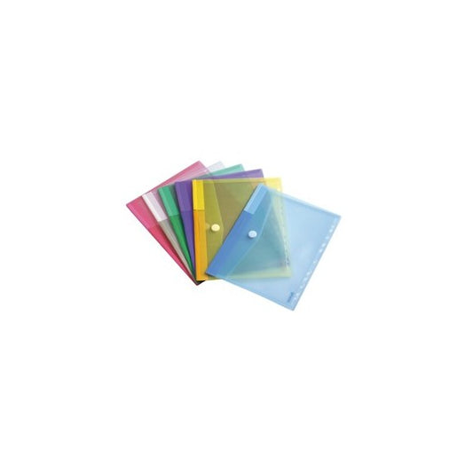Buste forate con bottone in velcro - A4 - PP - colori assortiti - Djois - conf. 12 pezzi