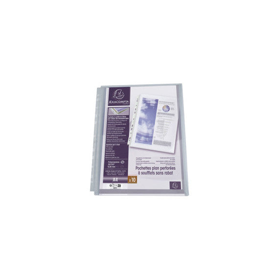 Buste forate con soffietto - PPL - 22 x 30 cm - trasparente - Exacompta - conf. 10 pezzi