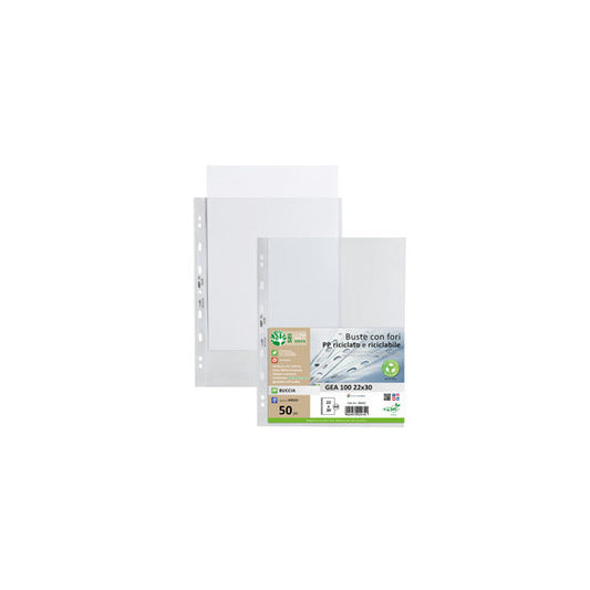 Buste forate Gea 100 - PP riciclato - buccia medium - 22 x 30 cm - Sei rota - conf. 50 pezzi