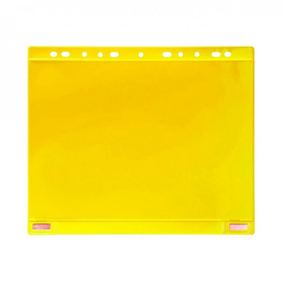 Buste forate - per supporti magnetici ad anelli - A4 - giallo - Djois - conf. 5 pezzi