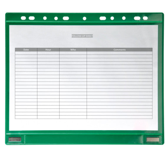 Buste forate - per supporti magnetici ad anelli - A4 - verde - Djois - conf. 5 pezzi