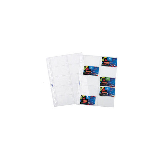 Buste forate porta cards - PPL - 10 tasche - 21,5x29,7 cm - trasparente - Favorit - conf. 10 pezzi