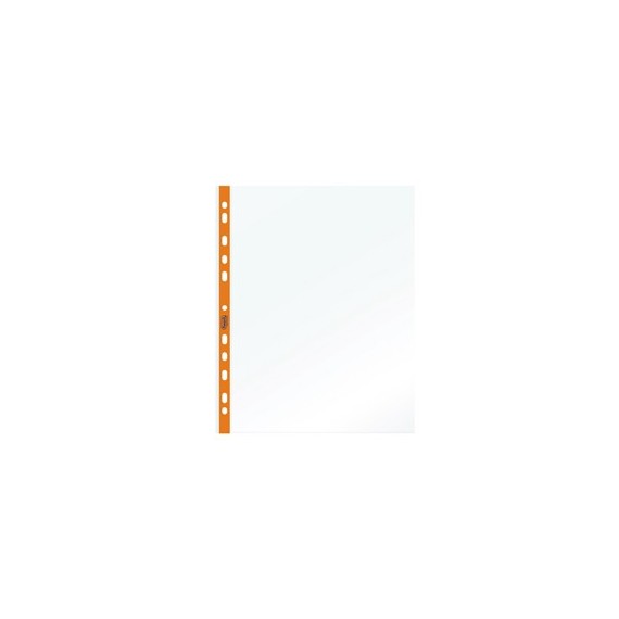 Buste forate - PPL - con banda arancio neon - liscia - 22 x 30 cm - Favorit - conf. 25 pezzi