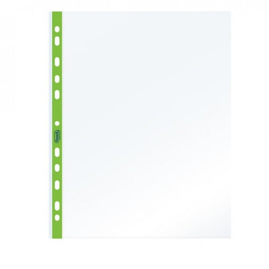 Buste forate - PPL - con banda verde neon - liscia - 22 x 30 cm - Favorit - conf. 25 pezzi