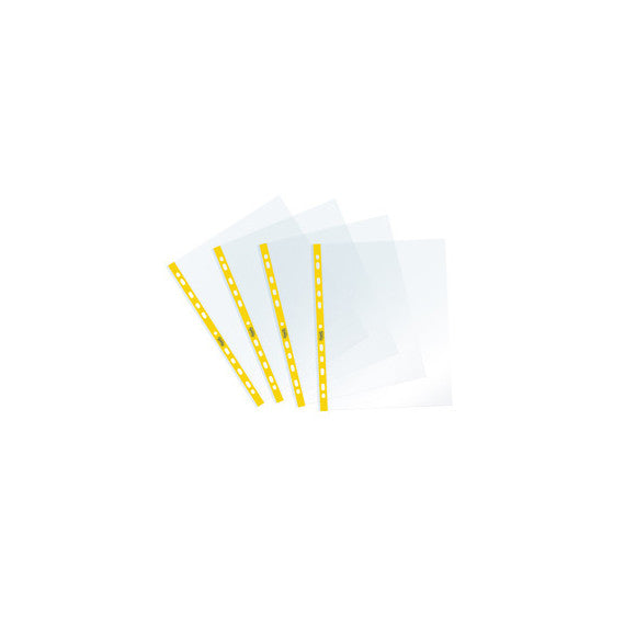 Buste forate Sprint - c/ banda - liscia - 22 x 30 cm - giallo - Favorit - conf. 25 pezzi