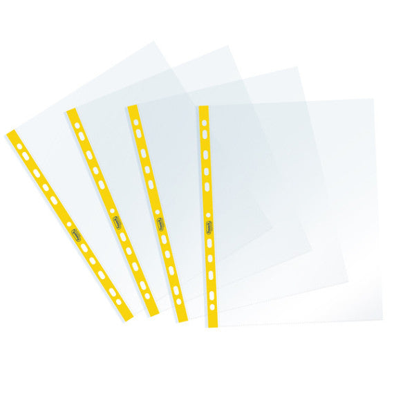 Buste forate Sprint - c/ banda - liscia - 22 x 30 cm - giallo - Favorit - conf. 25 pezzi