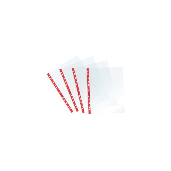 Buste forate Sprint - c/ banda - liscia - 22 x 30 cm - rosso - Favorit - conf. 25 pezzi