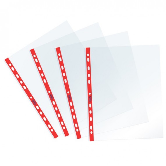 Buste forate Sprint - c/ banda - liscia - 22 x 30 cm - rosso - Favorit - conf. 25 pezzi