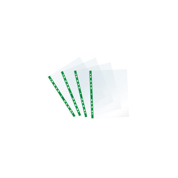 Buste forate Sprint - c/ banda - liscia - 22 x 30 cm - verde - Favorit - conf. 25 pezzi