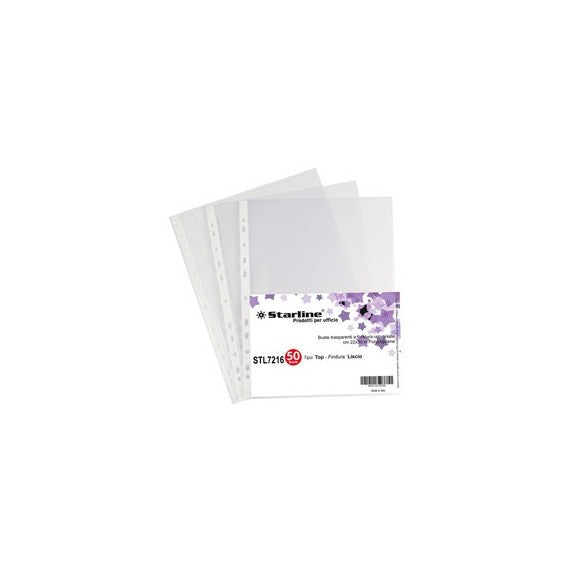 Buste forate Top - liscio - 22 x 30 cm - trasparente - Starline - conf. 50 pezzi