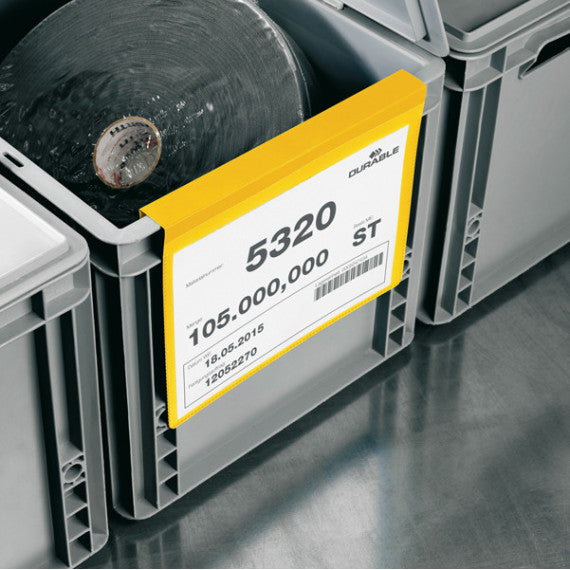 Buste identificative - con aletta pieghevole -  A4 orizzontale - giallo - Durable - conf. 50 pezzi