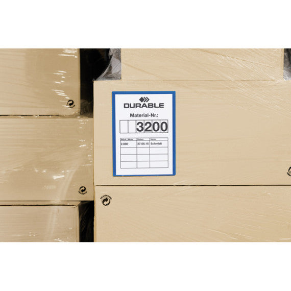 Buste identificative - con bande adesive - A4 verticale - blu - Durable - conf. 50 pezzi