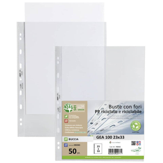 Buste in PP buccia Sei Rota Gea 100 trasparente 23x33 cm - medio spessore - confezione 50 pezzi - 702312