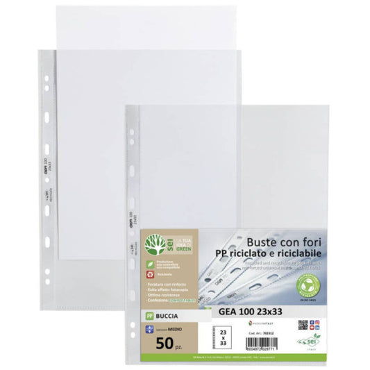 Buste in PP buccia Sei Rota Gea 100 trasparente 23x33 cm - medio spessore - confezione 50 pezzi - 702312