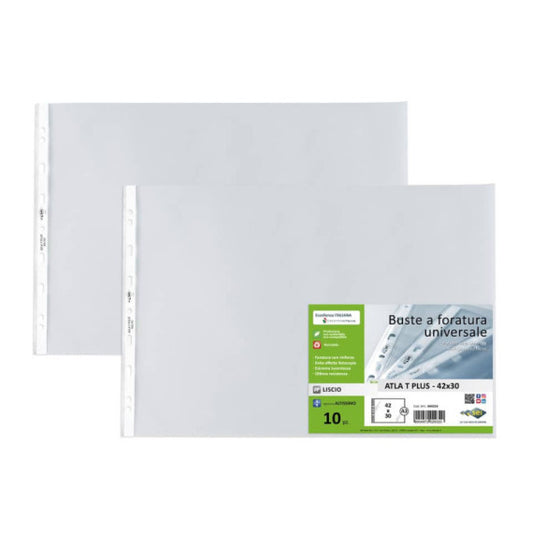 Buste in PP liscio Sei Rota Atla T Plus - altissimo spessore trasparente 42x30 cm - conf. 10 pezzi - 664216
