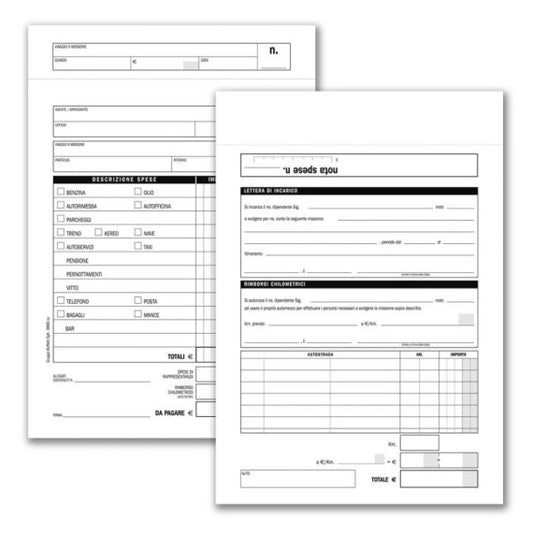 Buste-Nota spese da rimborsare Data Ufficio - 25 buste staccabili con voci prestampate - 23x16 cm 666600000