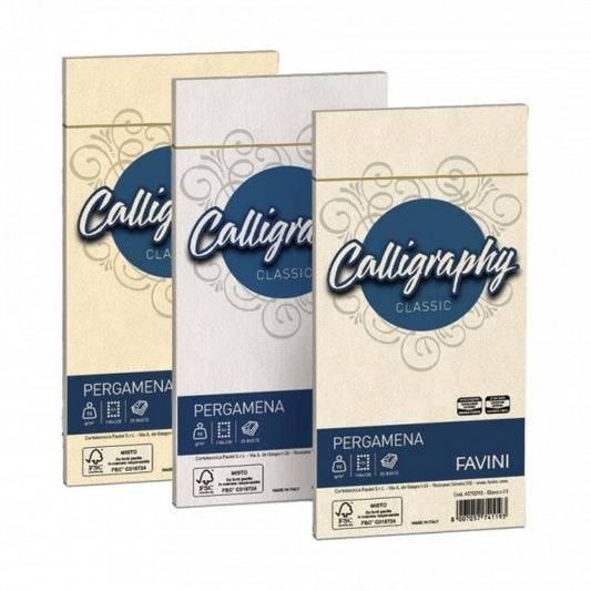 Buste per carta da lettere da stampare Favini Calligraphy Liscio 90 g/m² 11x22cm oro 03 25buste - A57W203