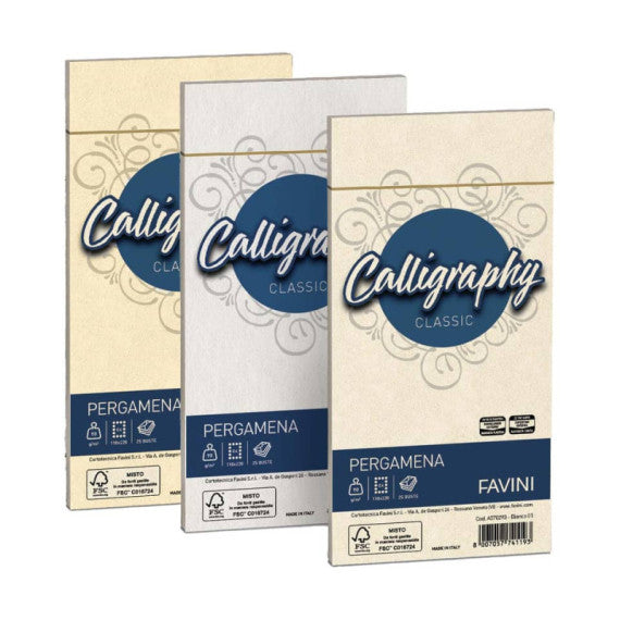 Buste per carta da lettere da stampare Favini Calligraphy Liscio 90 g/m² 11x22cm sabbia 02 25buste - A57U203