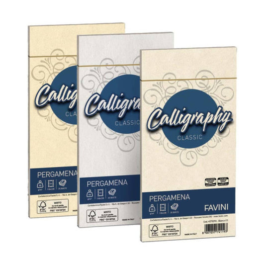 Buste per carta da lettere da stampare Favini Calligraphy Liscio 90 g/m² 11x22cm sabbia 02 25buste - A57U203