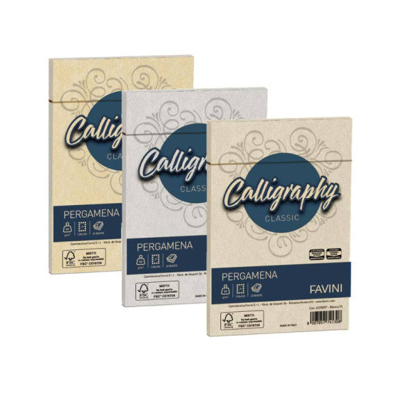 Buste per carta da lettere da stampare Favini Calligraphy Liscio 90 g/m² 12x18cm sabbia 02 25buste - A57U207
