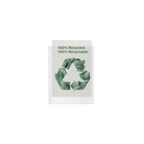 Buste perforate De Luxe riciclate 100% - antiriflesso - f.to 22 x 30 cm - Esselte - conf. 50 pezzi