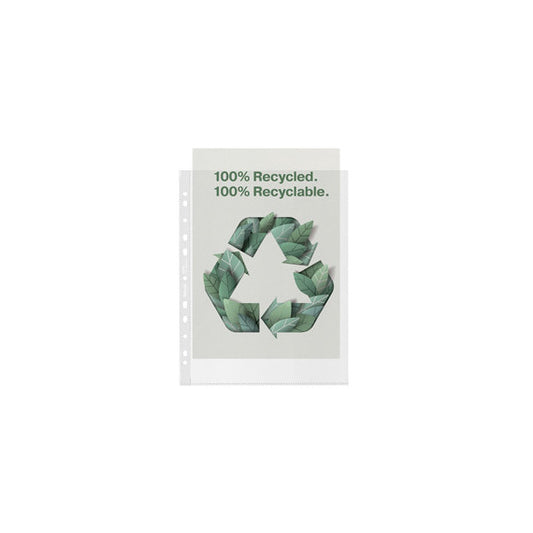 Buste perforate De Luxe riciclate 100% - antiriflesso - f.to 22 x 30 cm - Esselte - conf. 50 pezzi