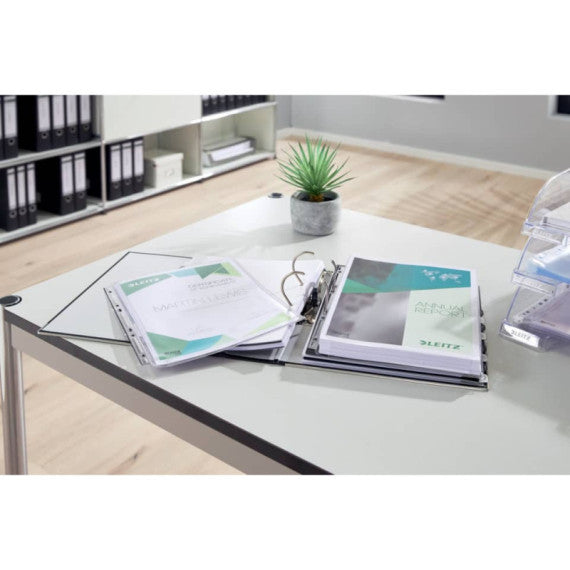 Buste perforate extra resistenti Leitz in PVC A4 trasparente confezione da 3 pezzi - 47553003