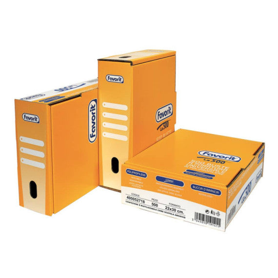 Buste trasp. a foratura universale FAVORIT La500 buccia d'arancia linear 22x30 cm  scatola da 500 - 400052718